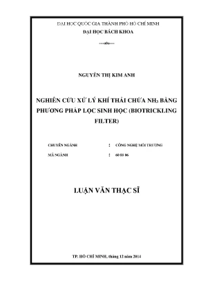 Luận văn thạc sĩ công nghệ môi trường nghiên cứu xử lý khí thải chứa nh3 bằng phương pháp lọc sinh học biotrickling filter