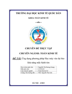Chuyên đề thực tập ứng dụng phương pháp học máy vào dự báo khả năng mắc bệnh tim