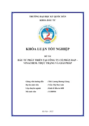 Khóa luận tốt nghiệp đầu tư phát triển tại công ty cổ phần dap vinachem thực trạng và giải pháp
