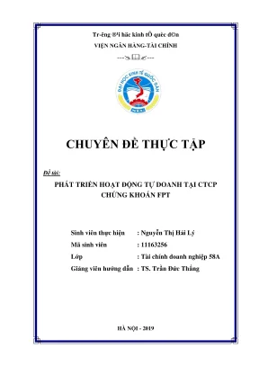 Chuyên đề thực tập phát triển hoạt động tự doanh tại ctcp chứng khoán fpt