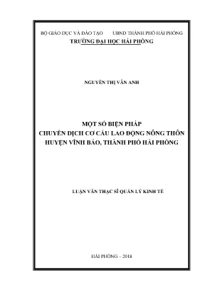 Luận văn thạc sĩ quản lý kinh tế một số biện pháp chuyển dịch cơ cấu lao động nông thôn huyện vĩnh bảo thành phố hải phòng