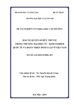 Đề tài nghiên cứu khoa học cấp trường bảo vệ quyền sở hữu trí tuệ trong thương mại điện tử kinh nghiệm quốc tế và hoàn thiện pháp luật ở việt nam
