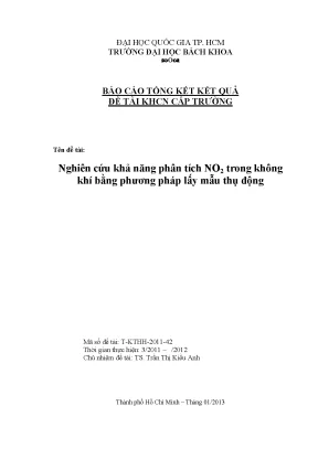 Đề tài nghiên cứu khoa học cấp trường nghiên cứu khả năng phân tích no2 trong không khí bằng phương pháp lấy mẫu thụ động