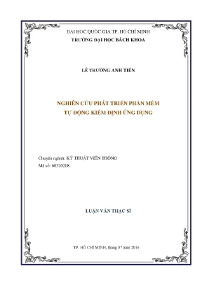 Luận văn thạc sĩ kỹ thuật viễn thông nghiên cứu phát triển phần mềm tự động kiểm định ứng dụng