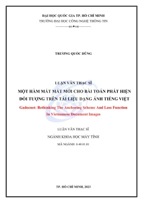 Luận văn thạc sĩ khoa học máy tính một hàm mất mát mới cho bài toán phát hiện đối tượng trên tài liệu dạng ảnh tiếng việt