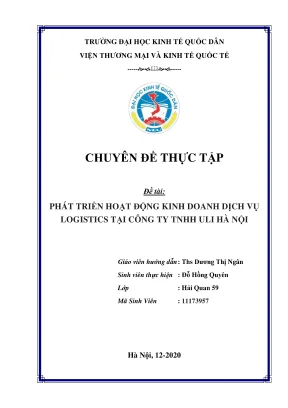Chuyên đề thực tập phát triển hoạt động kinh doanh dịch vụ logistics của công ty tnhh uli hà nội