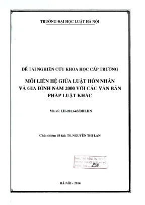 Đề tài nghiên cứu khoa học cấp trường mối liên hệ giữa luật hôn nhân và gia đình năm 2000 với các văn bản pháp luật khác