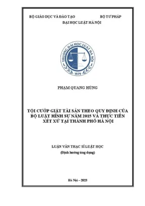 Luận văn thạc sĩ luật học tội cướp giật tài sản theo quy định của bộ luật hình sự năm 2015 và thực tiễn xét sử tại thành phố hà nội