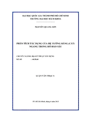 Luận văn thạc sĩ địa kỹ thuật xây dựng phân tích tác dụng của hệ tường băng cắt ngang trong hố đào sâu