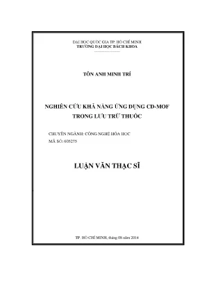 Luận văn thạc sĩ công nghệ hóa học nghiên cứu khả năng ứng dụng cdmof trong lưu trữ thuốc