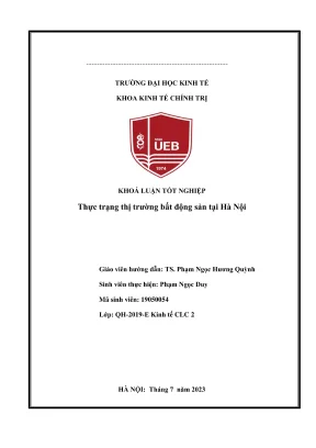 Khóa luận tốt nghiệp thực trạng thị trường bất động sản tại hà nội