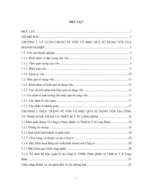 Chuyên đề thực tập các biện pháp nâng cao hiệu quả sử dụng vốn tại công ty tnhh dược phẩm và thiết bị y tế long bình