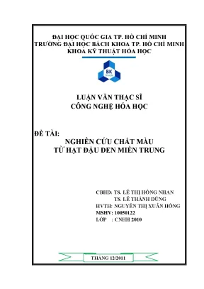 Luận văn thạc sĩ công nghệ hóa học nghiên cứu chất màu từ hạt đậu đen miền trung