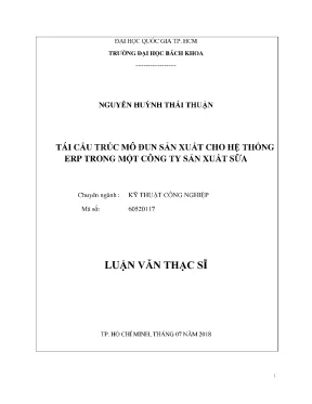 Luận văn thạc sĩ kỹ thuật công nghiệp tái cấu trúc mô đun sản xuất cho hệ thống erp trong một công ty sản xuất sữa
