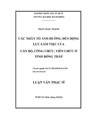 Luận văn thạc sĩ quản trị kinh doanh các nhân tố ảnh hưởng đến động lực làm việc của cán bộ công chức viên chức ở tỉnh đồng tháp