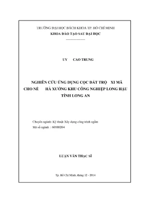 Luận văn thạc sĩ kỹ thuật xây dựng nghiên cứu ứng dụng cọc đất trộn xi măng cho nền nhà xưởng khu công nghiệp long hậu tỉnh long an
