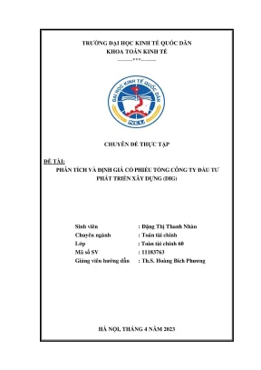 Chuyên đề thực tập phân tích và đánh giá cổ phiếu tổng công ty đầu tư phát triển và xây dựngdig