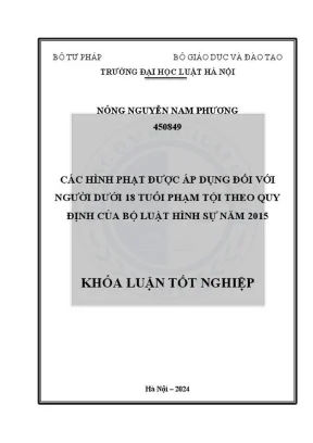 Khóa luận tốt nghiệp các hình phạt được áp dụng đối với người dưới 18 tuổi phạm tội theo quy định của bộ luật hình sự năm 2015
