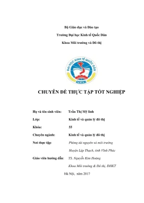 Chuyên đề thực tập tốt nghiệp quản lý sử dụng đất trên địa bàn huyện lập thạch tỉnh vĩnh phúc trong giai đoạn 2010 2015