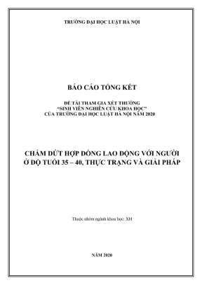 Đề tài sinh viên nghiên cứu khoa học chấm dứt hợp đồng lao động với người ở độ tuổi 35 40 thực trạng và giải pháp