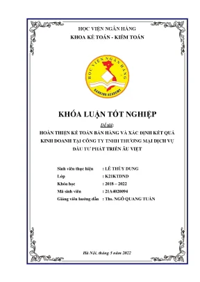 Khóa luận tốt nghiệp kế toán kiểm toán hoàn thiện kế toán bán hàng và xác định kết quả kinh doanh tại công ty tnhh thương mại dịch vụ đầu tư phát triển âu việt