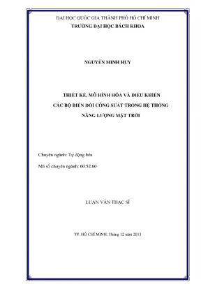 Luận văn thạc sĩ tự động hóa thiết kế mô hình hóa và điều khiển các bộ biến đổi công suất trong hệ thống năng lượng mặt trời
