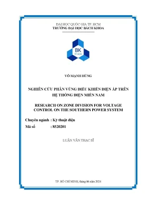 Luận văn thạc sĩ kỹ thuật điện nghiên cứu phân vùng điều khiển điện áp trên hệ thống điện miền nam