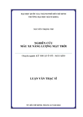 Luận văn thạc sĩ kỹ thuật ô tô máy kéo nghiên cứu mẫu xe năng lượng mặt trời