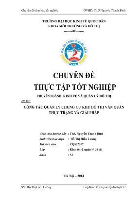 Chuyên đề thực tập tốt nghiệp công tác quản lý chung cư khu đô thị văn quán thực trạng và giải pháp