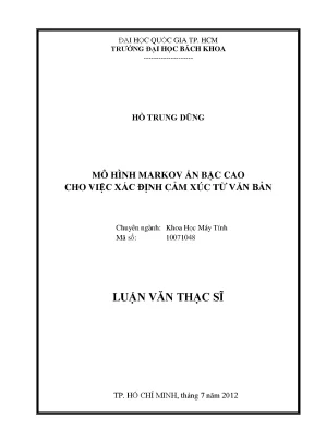 Luận văn thạc sĩ khoa học máy tính mô hình markov ẩn bậc cao cho việc xác định cảm xúc từ văn bản