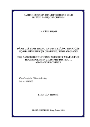 Luận văn thạc sĩ chính sách công đánh giá tình trạng an ninh lương thực cấp hộ gia đình huyện châu phú tỉnh an giang