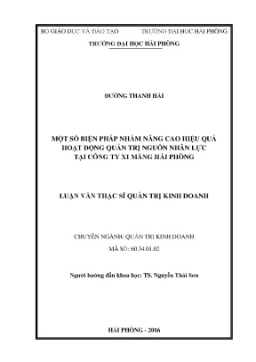 Luận văn thạc sĩ quản trị kinh doanh mộ số biện pháp nhằm nâng cao hiệu quả hoạt động quản trị nguồn nhân lực tại công ty xi măng hải phòng