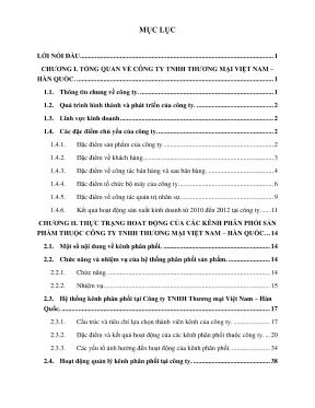 Chuyên đề thực tập hoàn thiện hoạt động của kênh phân phối sản phẩm thuộc công ty tnhh thương mại việt nam hàn quốc