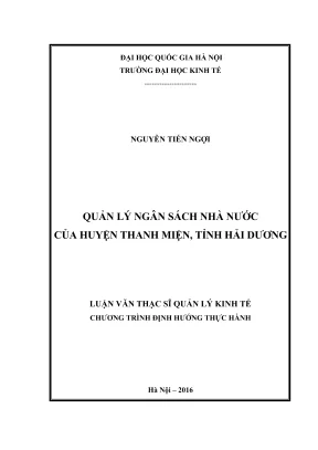 Luận văn thạc sĩ quản lý kinh tế quản lý ngân sách nhà nước của huyện thanh miện tỉnh hải dương