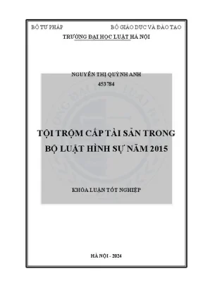 Khóa luận tốt nghiệp tội trộm cắp tài sản trong bộ luật hình sự năm 2015
