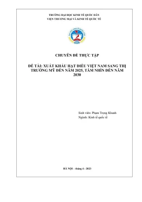 Chuyên đề thực tập xuất khẩu hạt điều việt nam sang thị trường mỹ đến năm 2025 tầm nhìn đến năm 2030