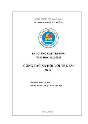 Bài giảng công tác xã hội với trẻ em