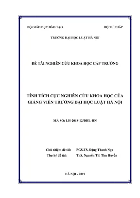 Đề tài nghiên cứu khoa học cấp trường tính tích cực nghiên cứu khoa học của giảng viên trường đại học luật hà nội