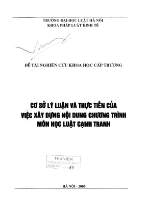 Đề tài nghiên cứu khoa học cấp trường cơ sở lý luận và thực tiễn của việc xây dựng nội dung chương trình môn học luật cạnh tranh