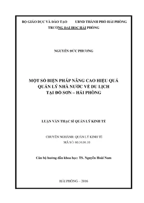 Luận văn thạc sĩ quản lý kinh tế một số biện pháp nâng cao hiệu quả quản lý nhà nước về du lịch tại đồ sơn hải phòng