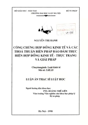 Luận văn thạc sĩ luật học công chứng hợp đồng kinh tế và các thoả thuận biện pháp bảo đảm thực hiện hợp đồng kinh tế thực trạng và giải pháp