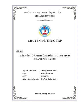 Chuyên đề thực tập các yếu tố ảnh hưởng đến thu hút fdi ở thành phố hà nội