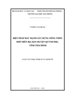 Luận văn thạc sĩ quản lý kinh tế biện pháp đẩy mạnh xây dựng nông thôn mới trên địa bàn huyện quỳnh phụ tỉnh thái bình