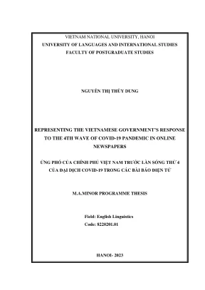 Luận văn thạc sĩ ngôn ngữ anh representing the vietnameses government responses to the 4th wave of covid19 pandemic