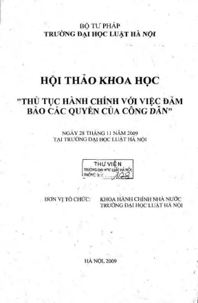 Kỷ yếu hội thảo khoa học thủ tục hành chính với việc đảm bảo các quyền của công dân