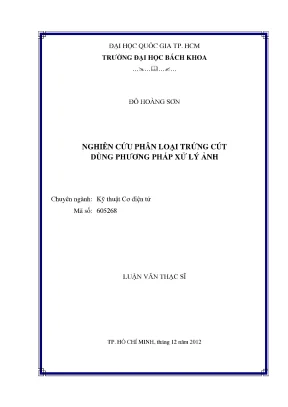 Luận văn thạc sĩ kỹ thuật cơ điện tử nghiên cứu phân loại trứng cút dùng phương pháp xử lý ảnh