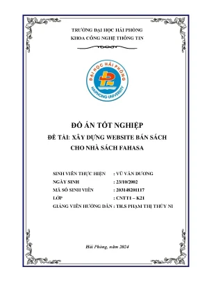 Khóa luận tốt nghiệp công nghệ thông tin xây dựng website bán sách cho nhà sách fahasa