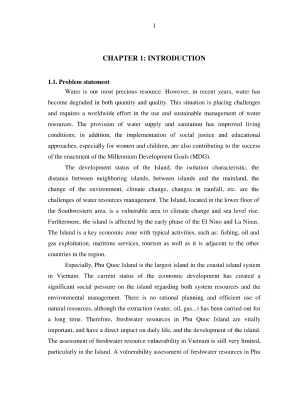 Thesis of master degree vulnerability assessment of freshwater resources in island to environment change a case study in phu quoc island kien giang province