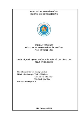 Đề tài nghiên cứu khoa học cấp trường thiết kế chế tạo hệ thống cấp phôi và gia công cnc