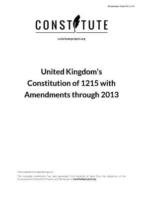 United kingdoms constitution of 1215 with amendments through 2013